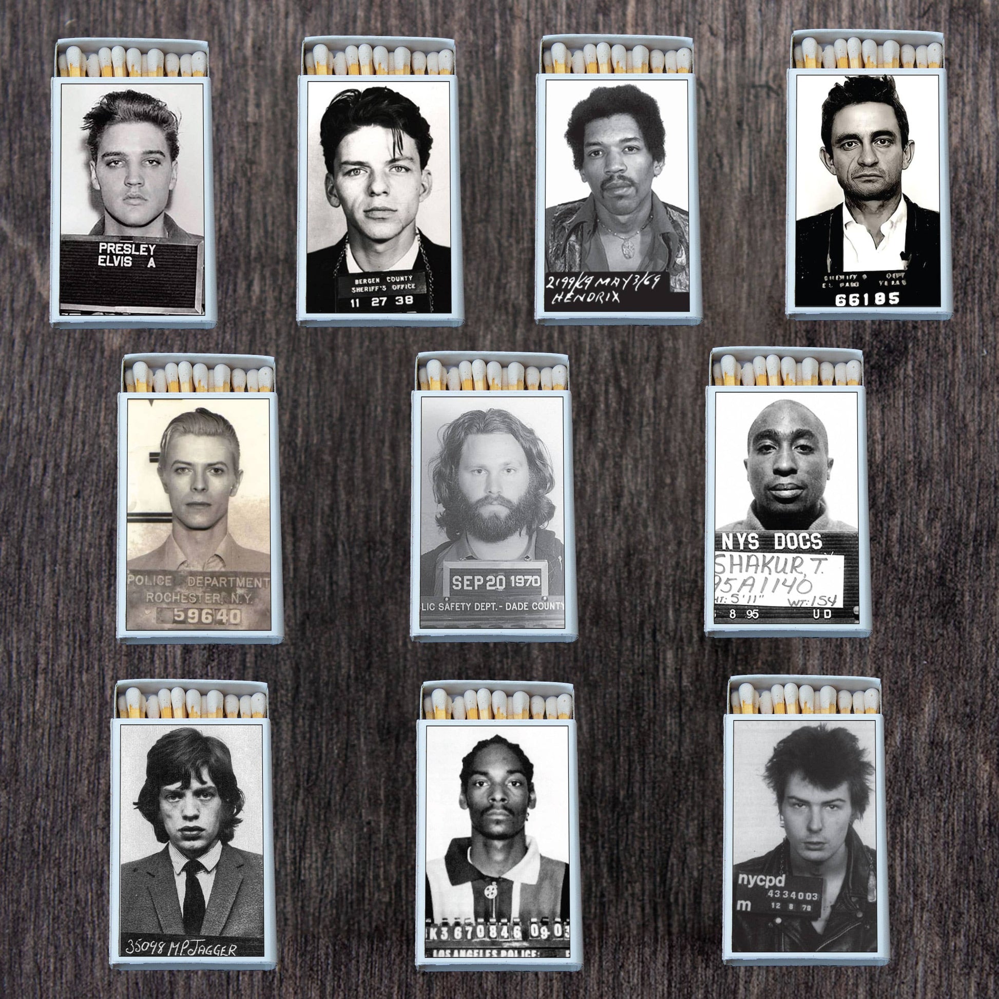 Celebrity Mugshot Matchbox • Matches • Candles Acc.