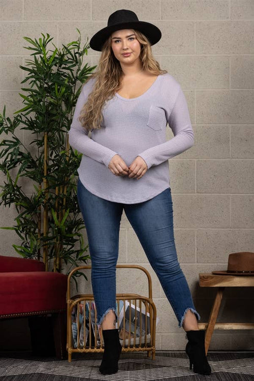 Waffle Knit Plus Size Top