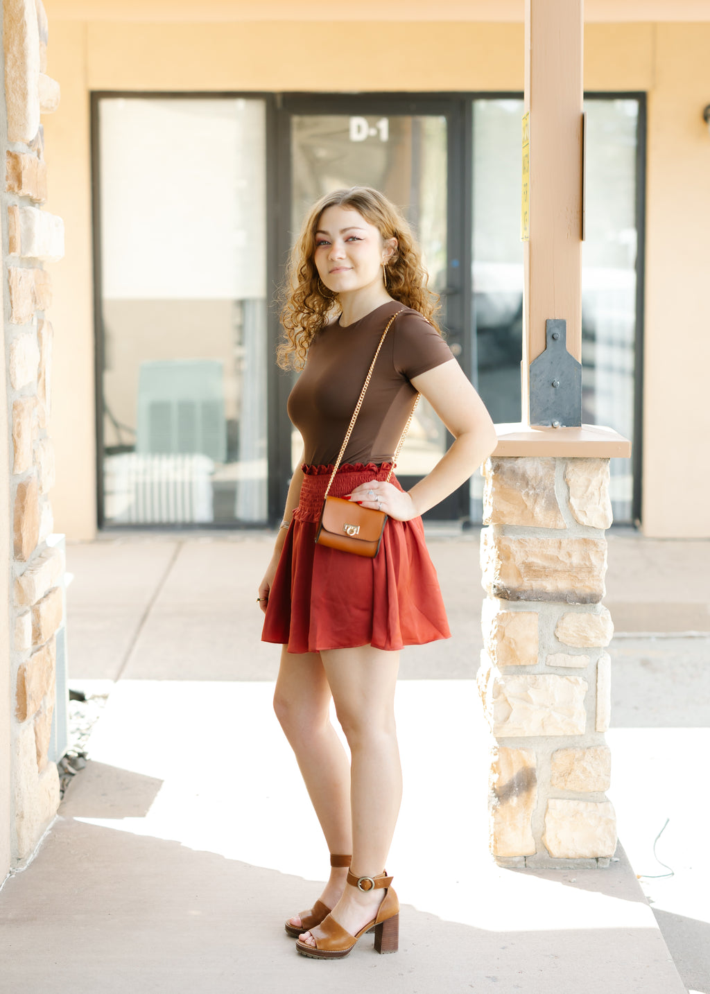 Woven Satin Mini Skirt w/smocked Waistband and Shorts Lining