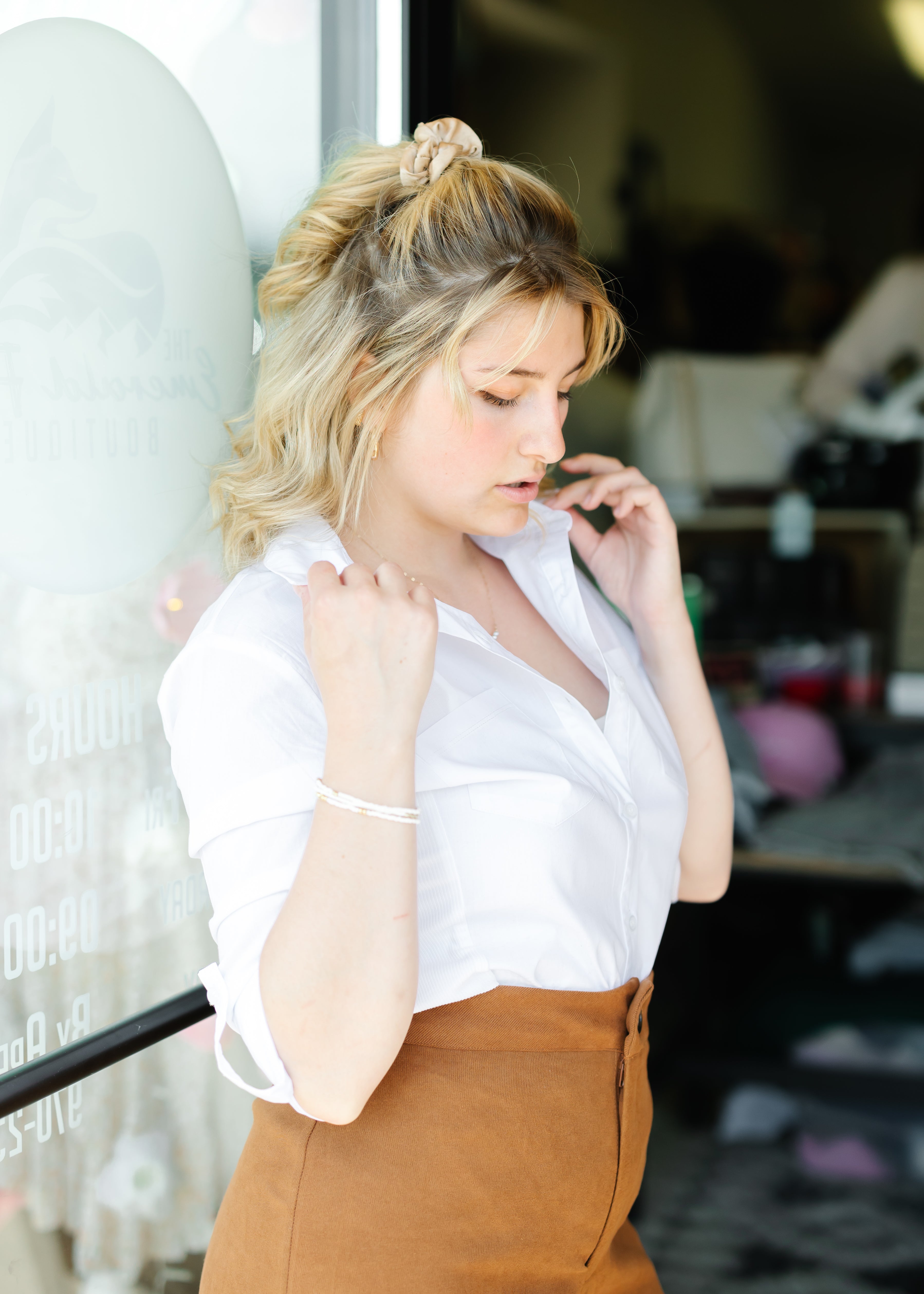 Long Sleeve Button Down Stretch Poplin Shirt