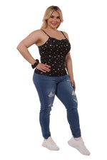 Plus Size Lace-Up Tank Tops Black