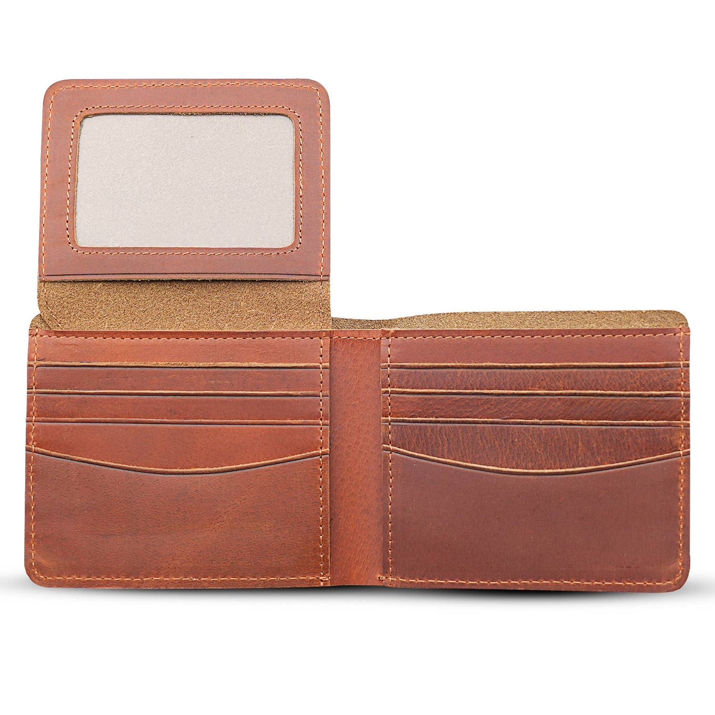 Genuine Leather Wallet for Men w/Flap out ID Window.