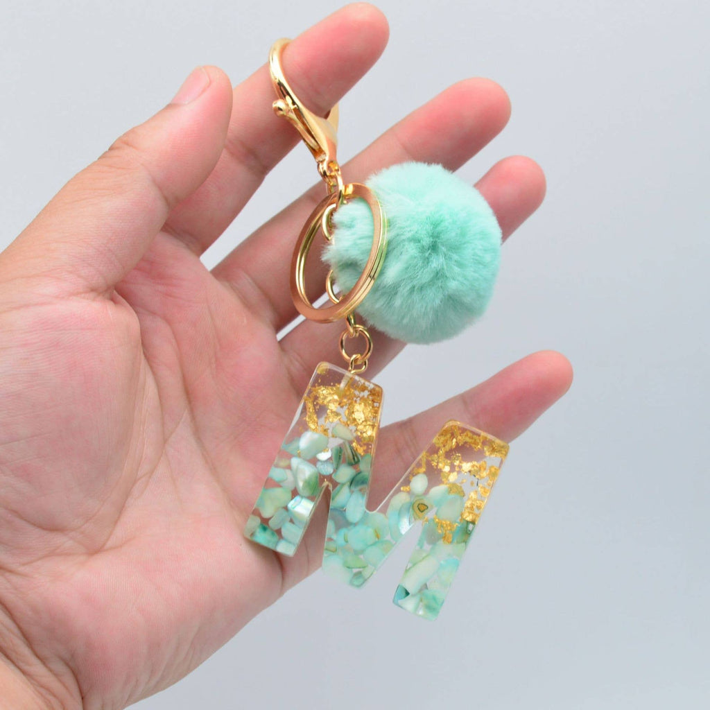 Resin Letters Teal Keychain