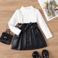 2 piece Girl Textured Fabric Bandage Skirt Set