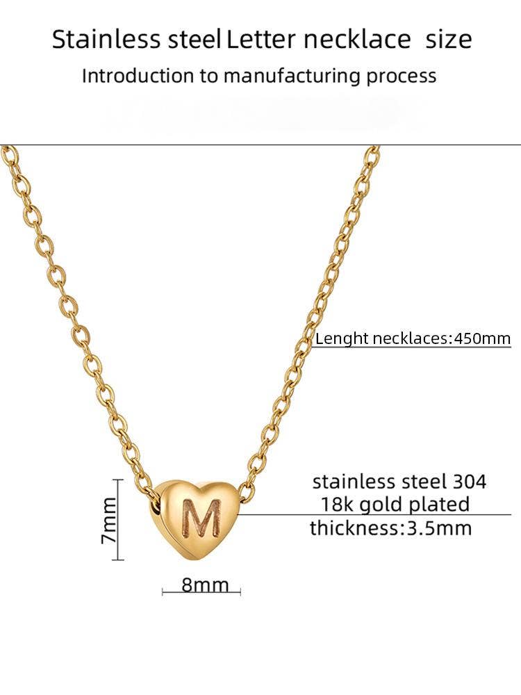 Heart-shaped Alphabet Pendant Necklace