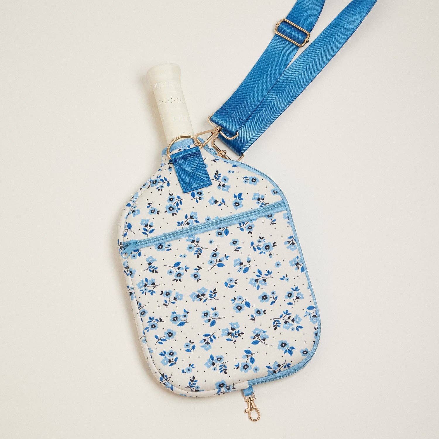 Blue-Floral-Neoprene-Pickleball-Paddle-Bag