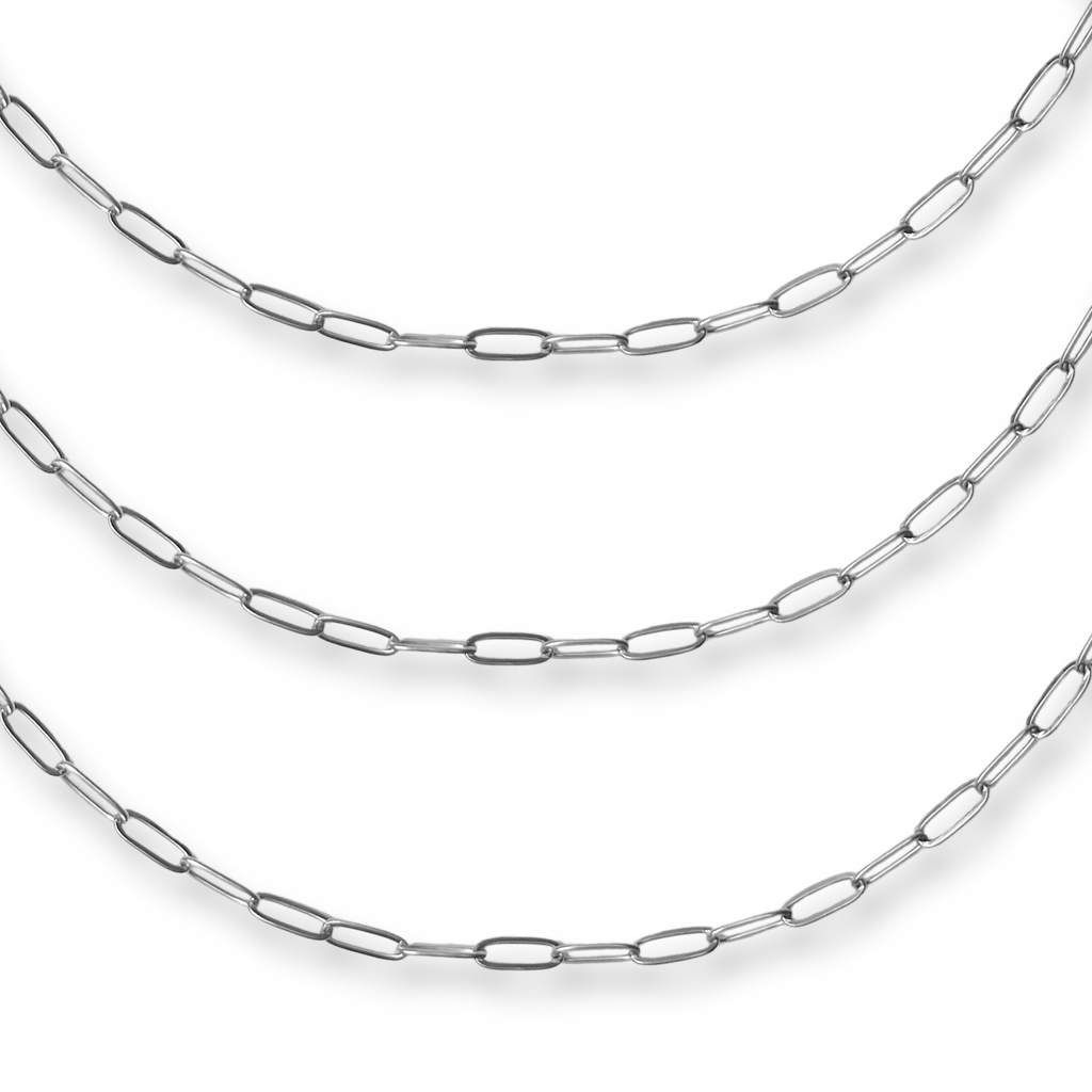 Paperclip Silver Chain Charm Necklace: 16"