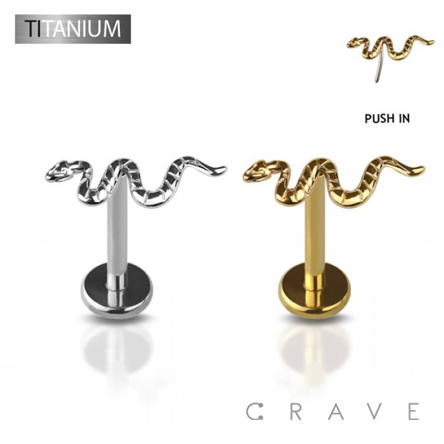 Titanium Threadless Push In Snake Labret