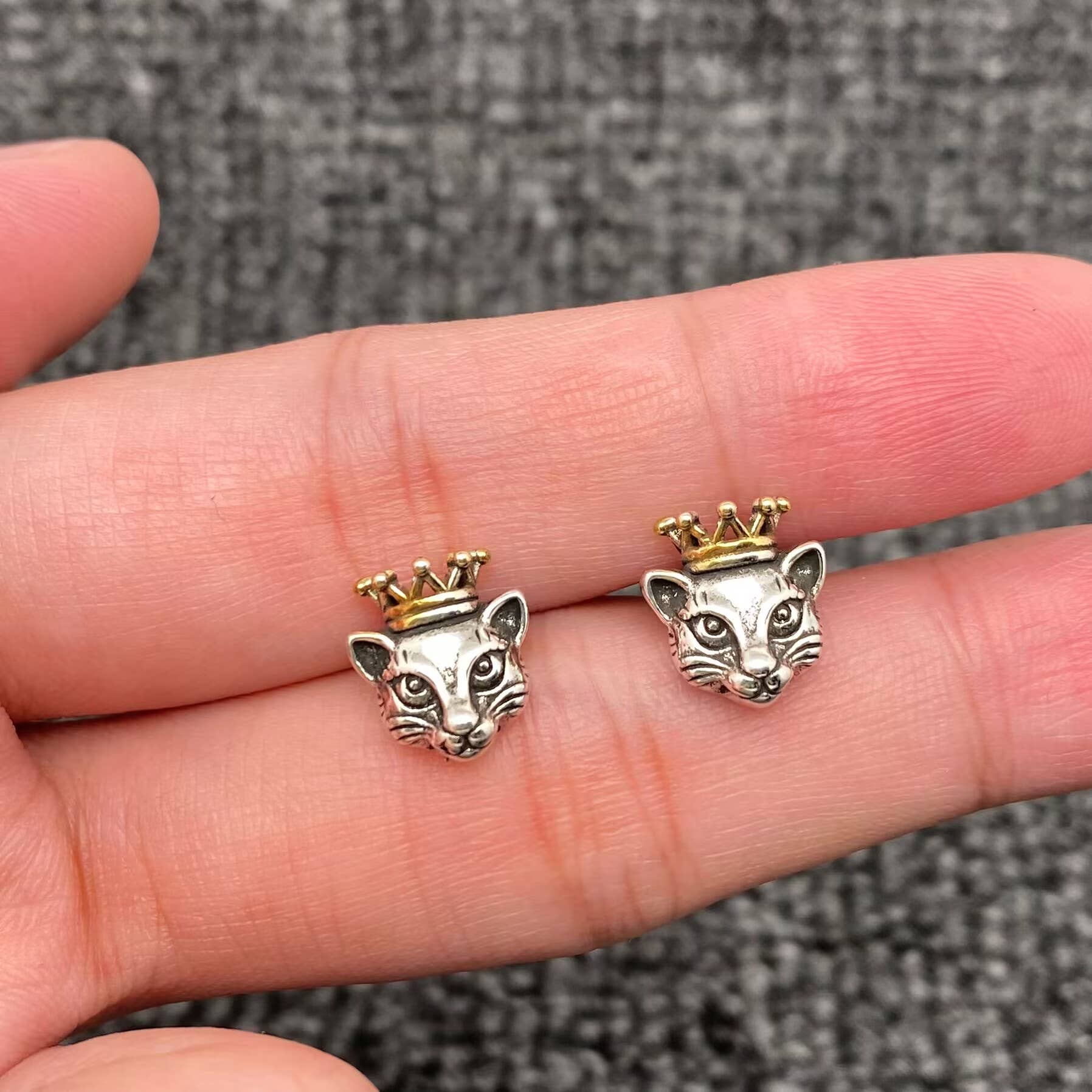 Royal Kitty Crown Stud Earrings