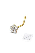 Cubic Zirconia Sterling Silver L-Shape Nose Flower Ring