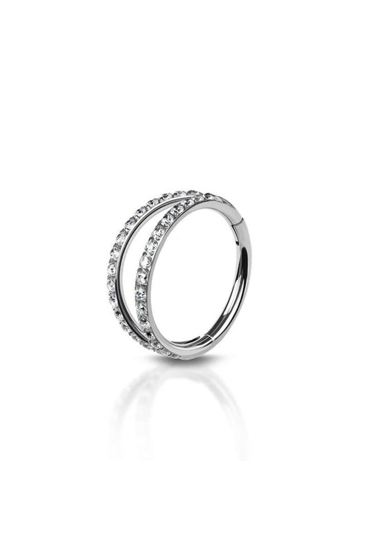 Titanium 2 row CZ Clicker/Nose Ring 