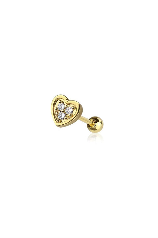 CZ Paved Heart Cartilage Bar