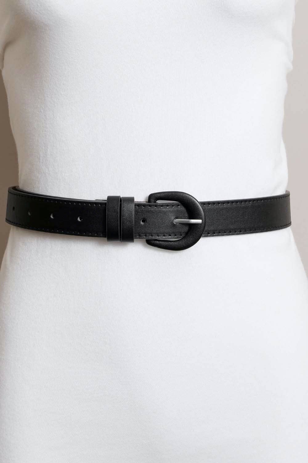 Classic Vegan Leather Belt - Stylish Round Buckle
