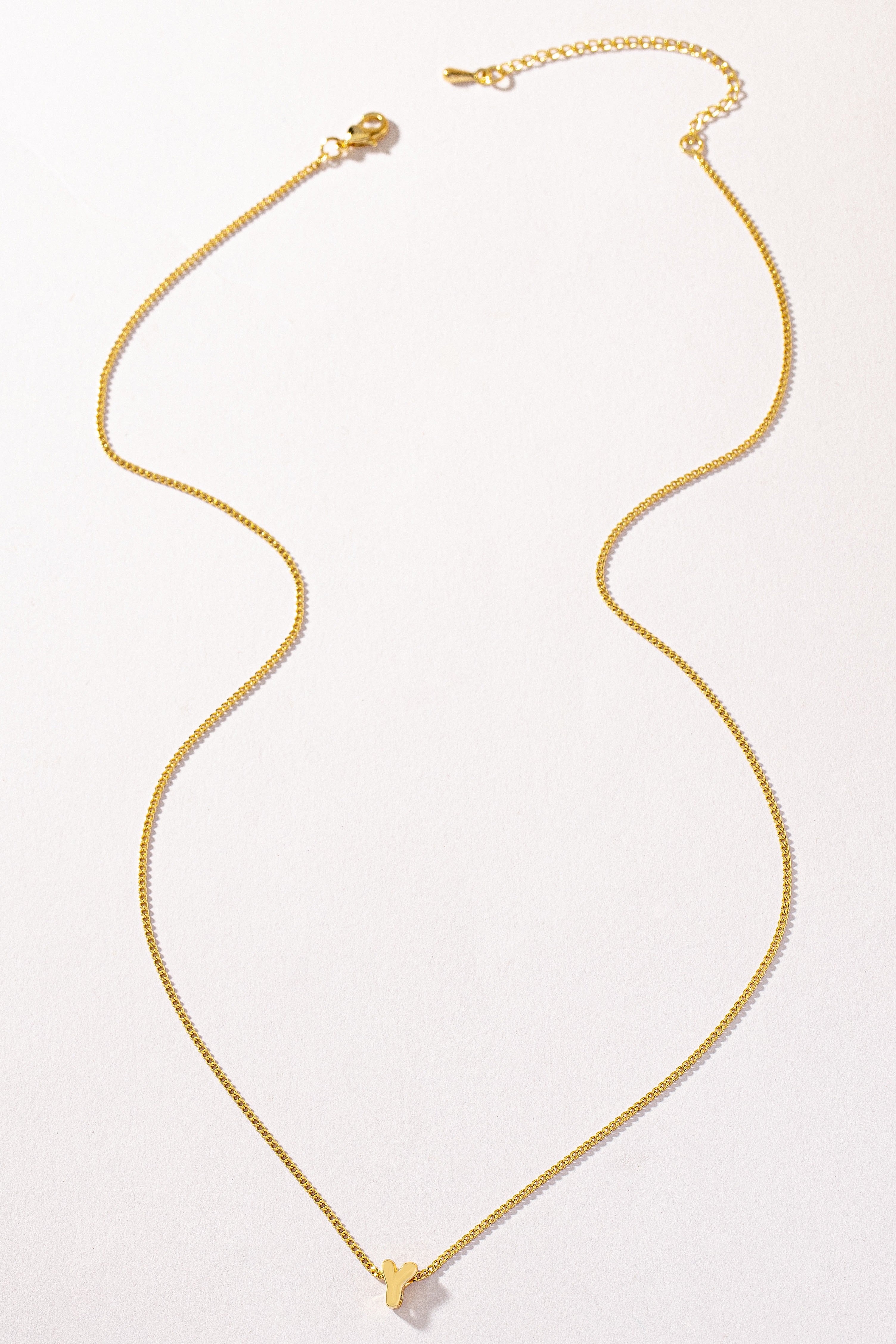 Stainless bubble/balloon letter initial necklace.