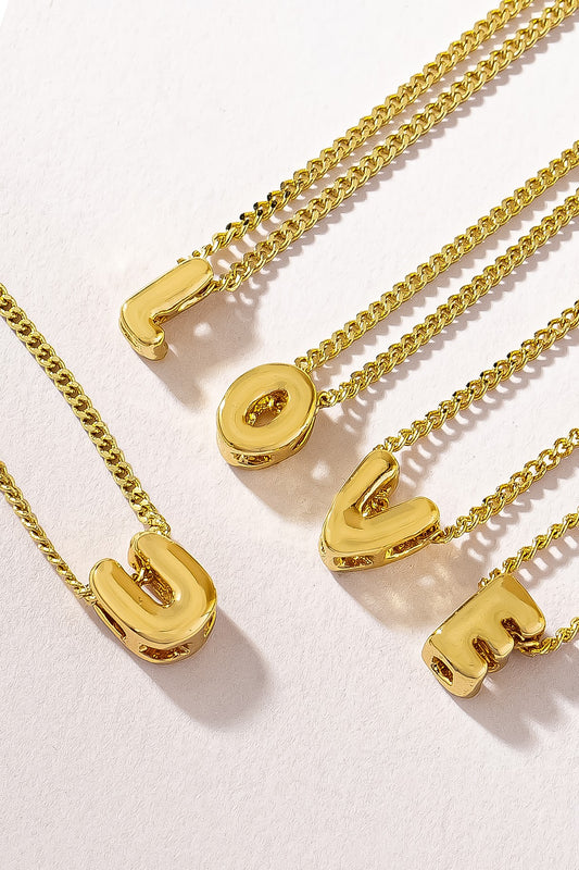 Stainless bubble/balloon letter initial necklace.