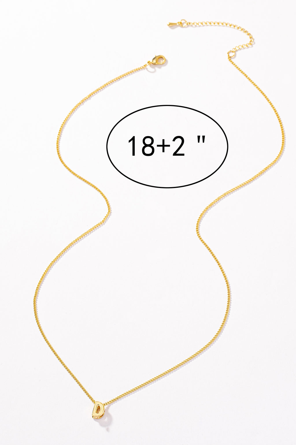 Stainless bubble/balloon letter initial necklace.