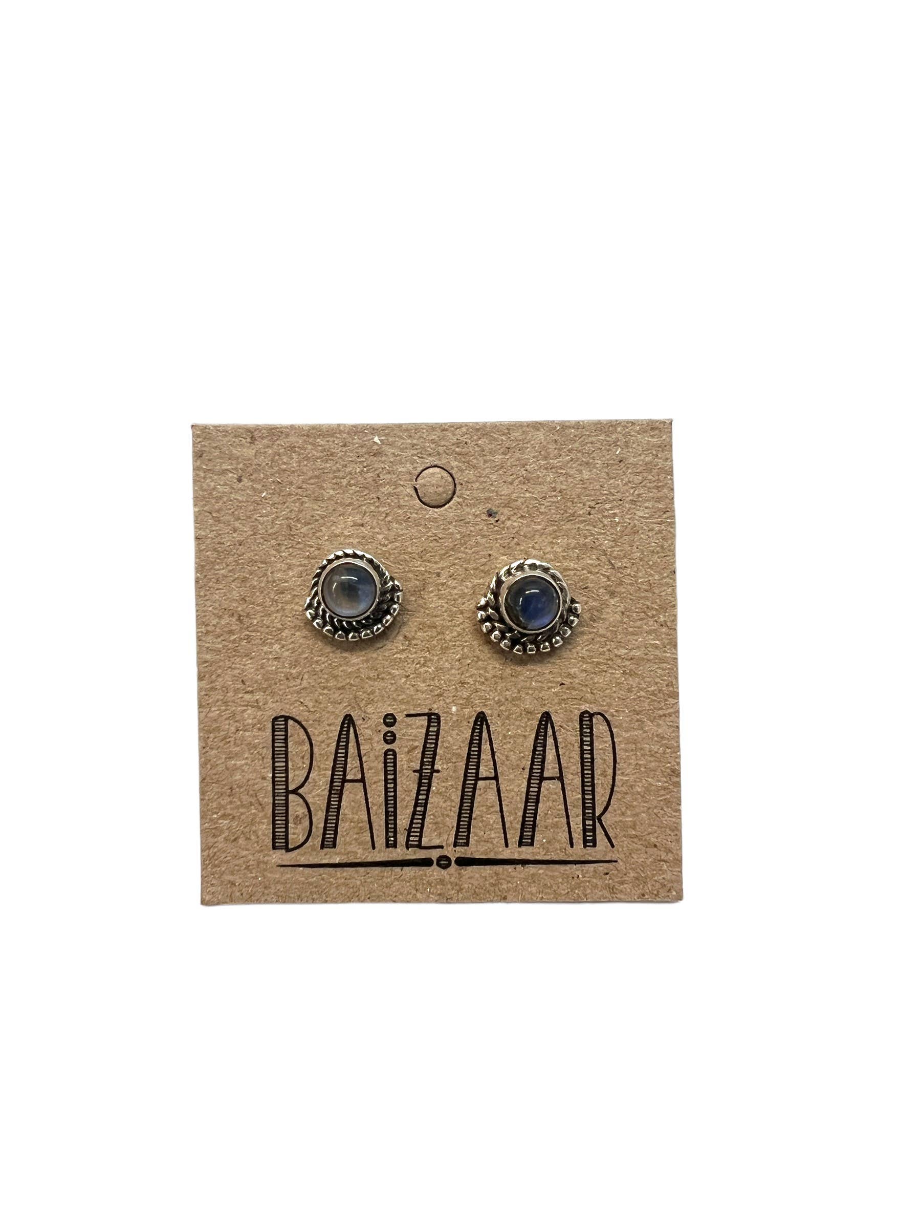 Sterling Silver Stone Stud Earring