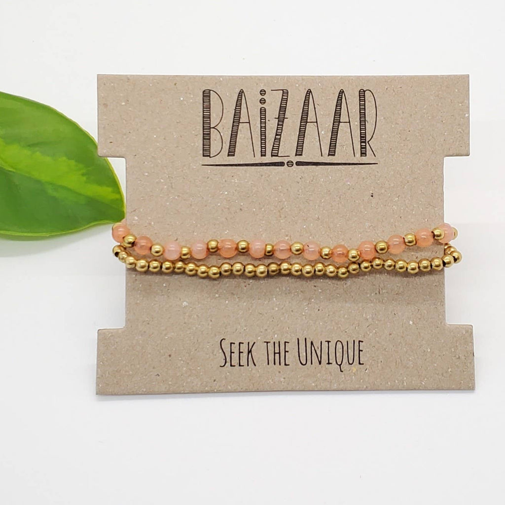 Beaded Two Line Stone Bracelet