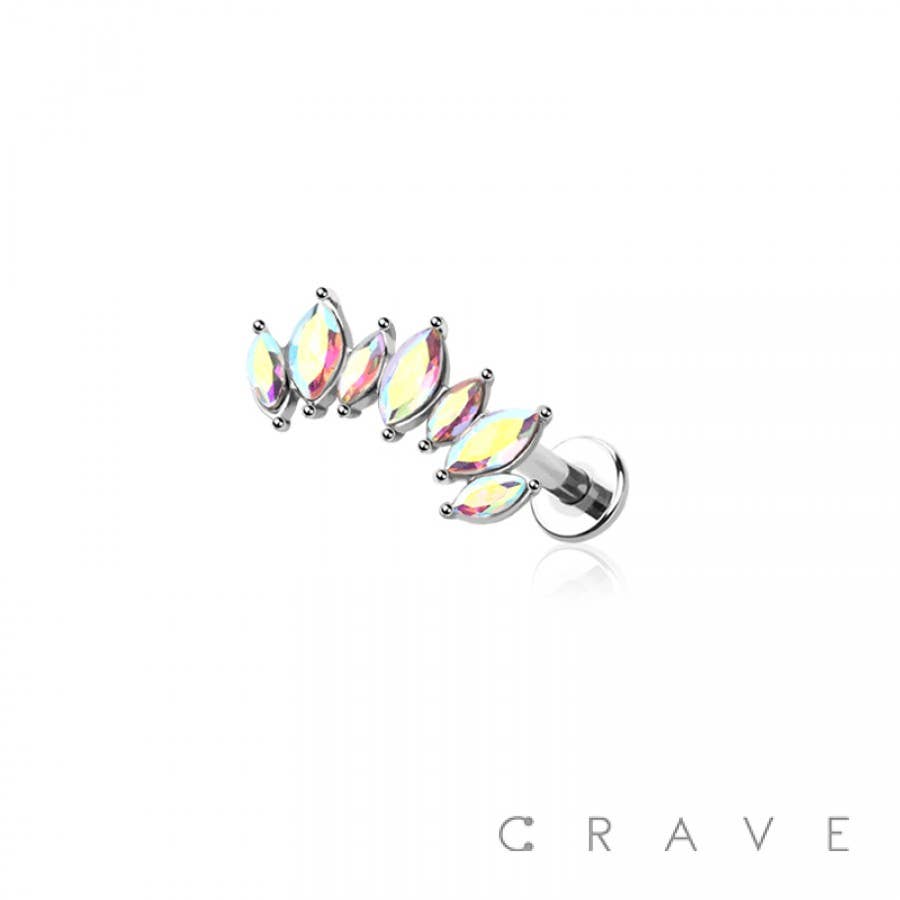 CZ Marquise Cut Moissanite Curve Cartilage Earring