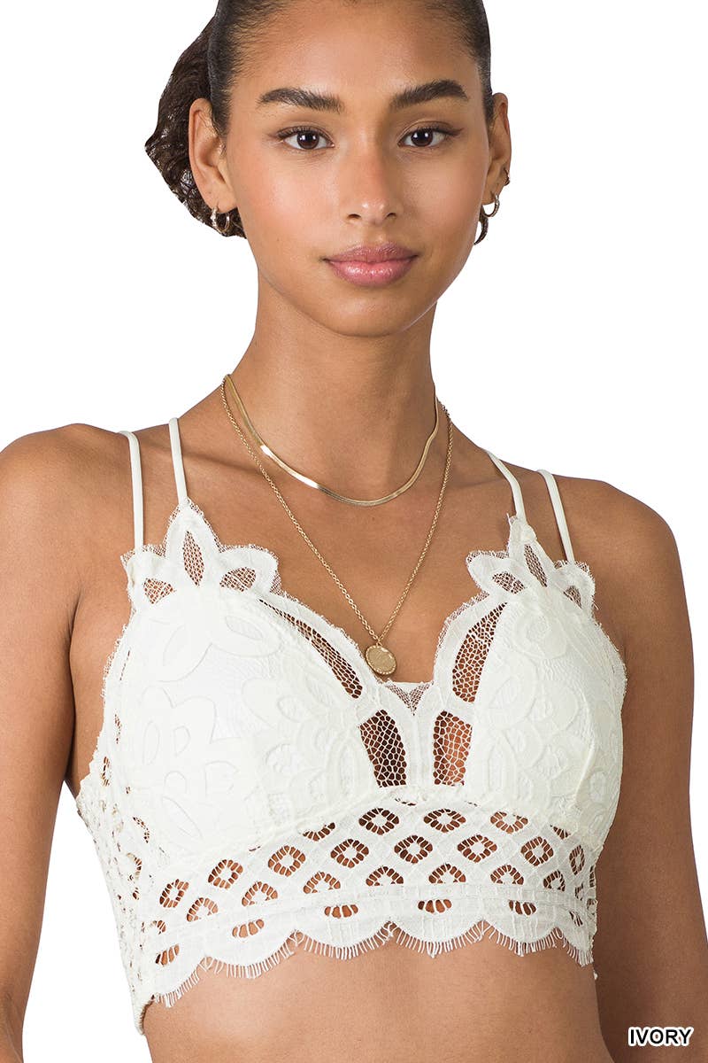 Crochet Lace Bralette With Removable Bra Pads