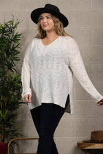 Plus Size V-Neck Knitted Sweater