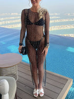 Sexy Hot Diamond Cover Up Mesh Dress