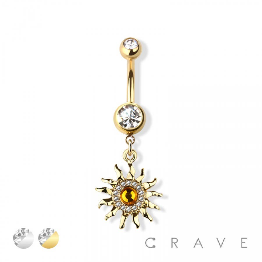 Yellow Topaz Sun Dangle Navel Ring