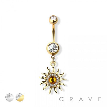 Yellow Topaz Sun Dangle Navel Ring
