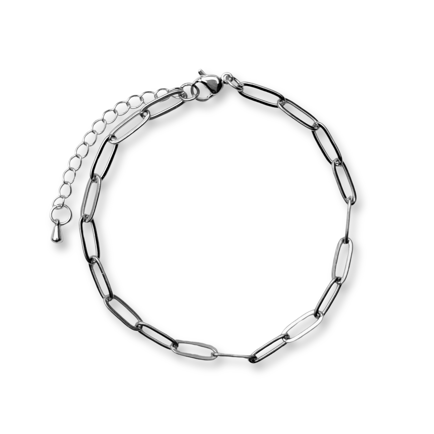 Paperclip Chain Charm Bracelet: 6.5"