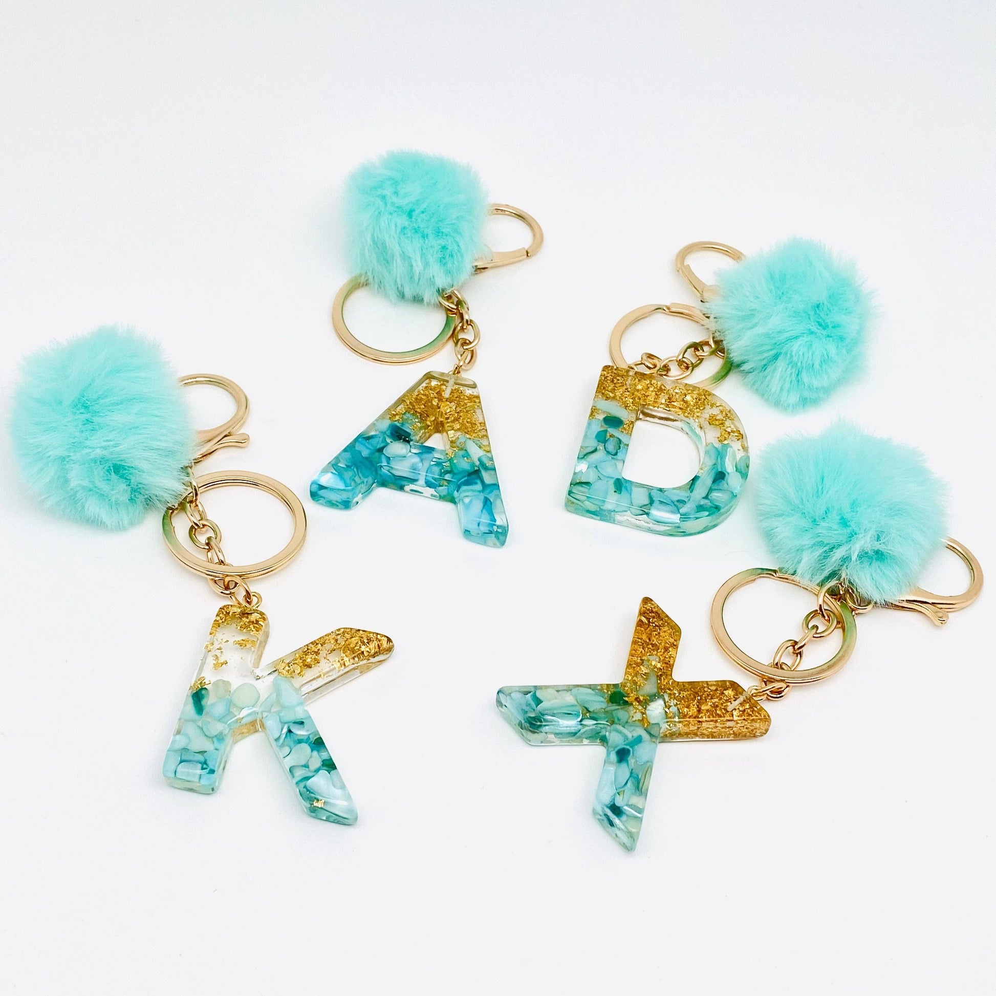Resin Letters Teal Keychain