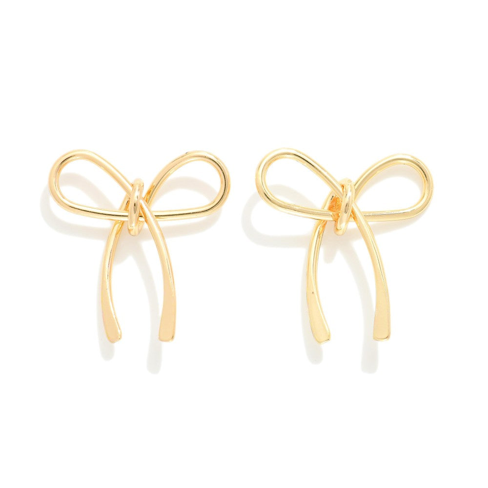 Metal Wire Bow Stud Earrings