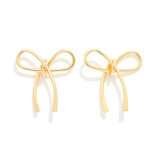 Metal Wire Bow Stud Earrings