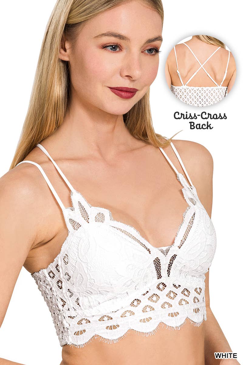 Crochet Lace Bralette With Removable Bra Pads
