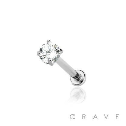 Titanium Push in Labret Clear Gem 