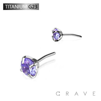 TITANIUM THREADLES PUSH IN CZ PRONG SET TOP PART: 1.5MM||AURORA BOREALIS