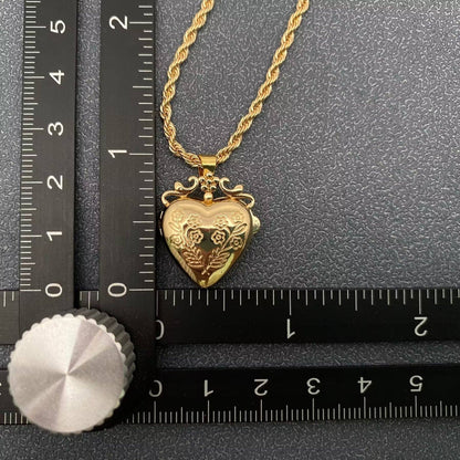 Flowers Heart Locket Gold-plated Necklace