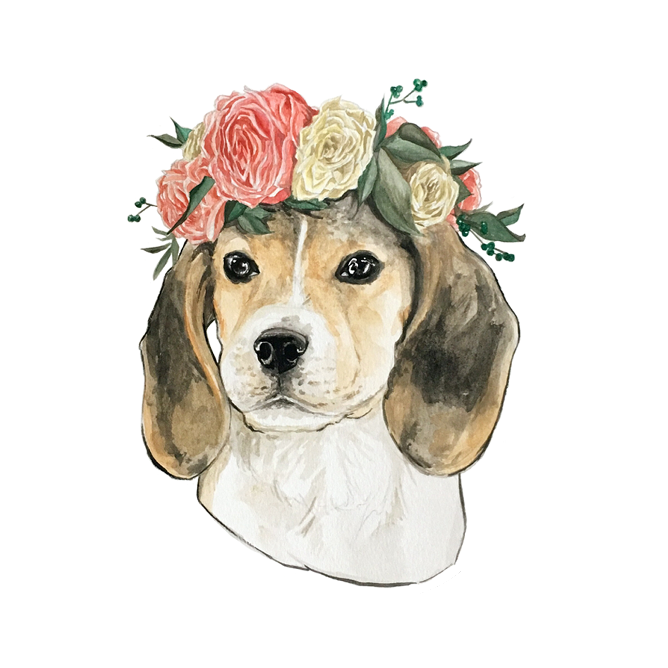 Flower Crown Beagle Sticker