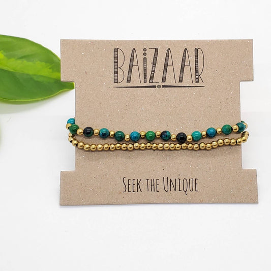 Beaded Two Line Stone Bracelet