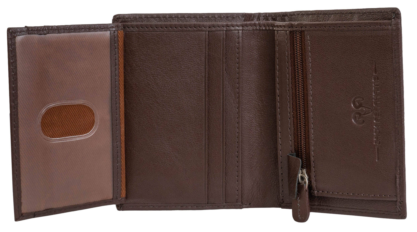 Jack Abrahams Goat Nappa Leather Bi-Fold Wallet w/Zipper Pocket