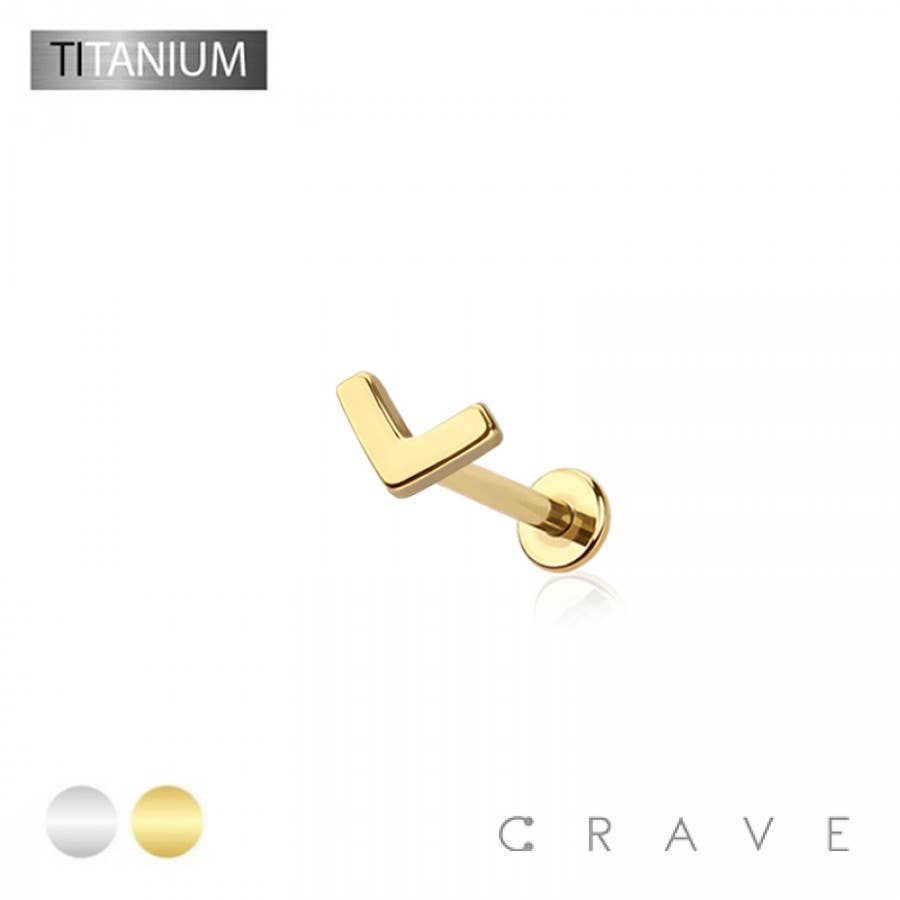 Chevron Titanium Threadless Push In Labret Set