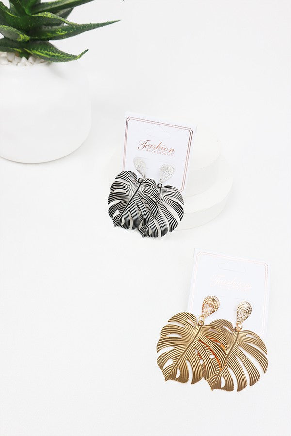 Palm Leaf Drop Earrings.