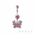 Gem Butterfly Dangle Navel Ring 