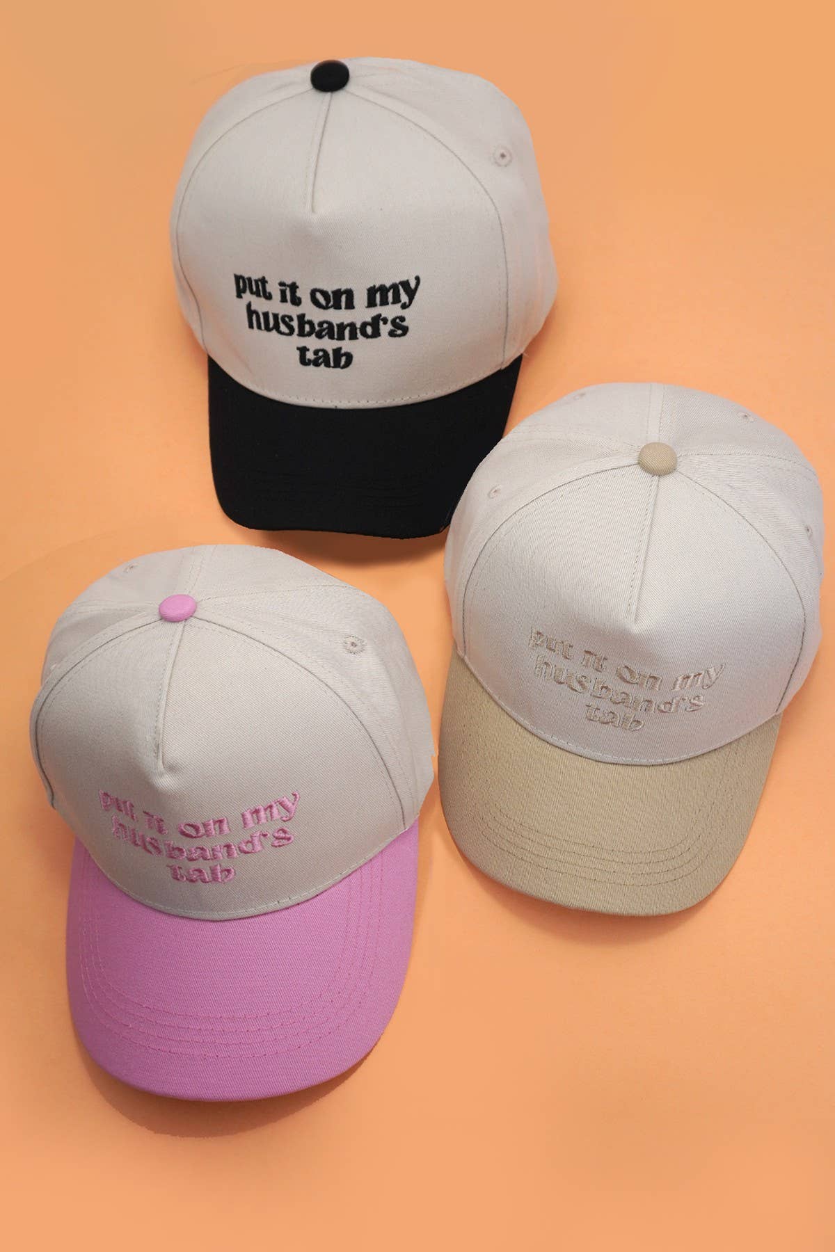 TWO TONE EMBROIDERY  WORD BASEBALL HAT CAP | 40HW730: Pink
