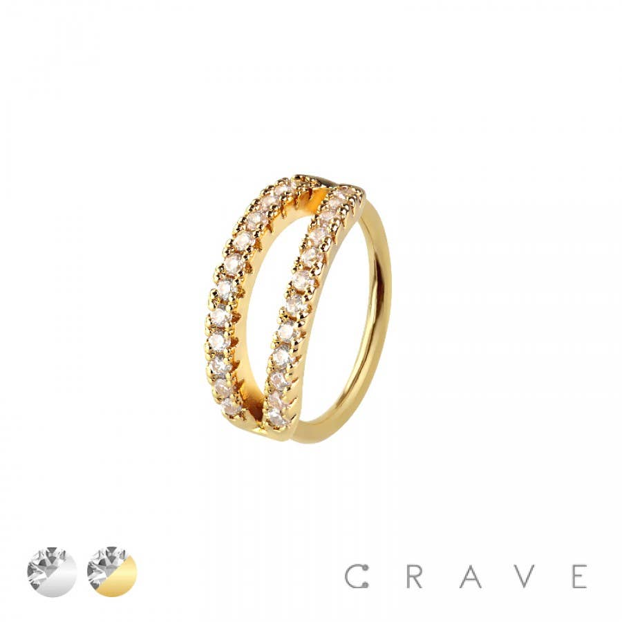 Double CZ Line Hoop Nose Ring