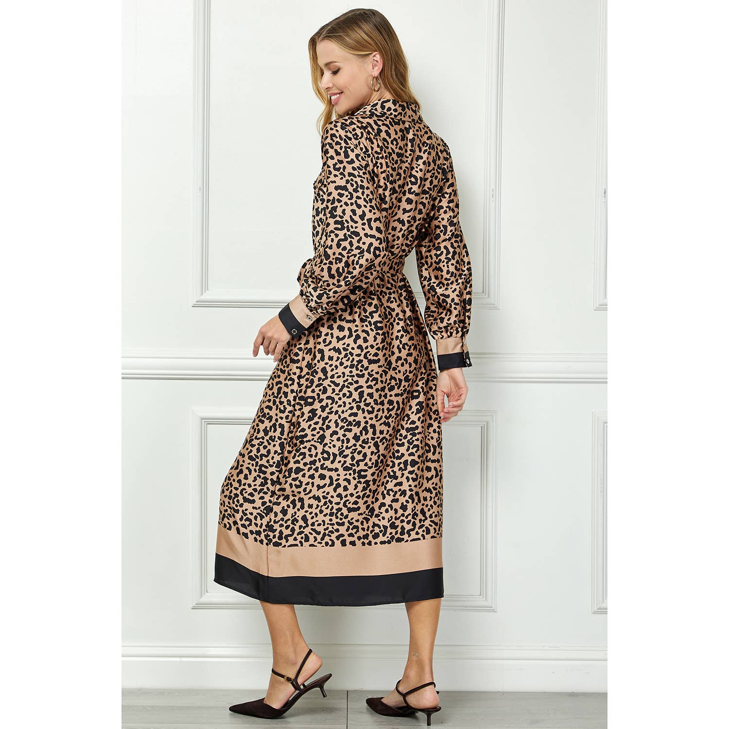 Leopard Wrap Midi Dress