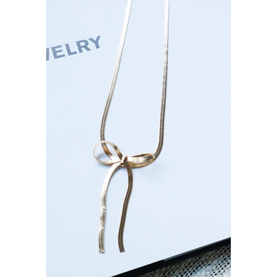Gold or Silver Chain Bow Necklace