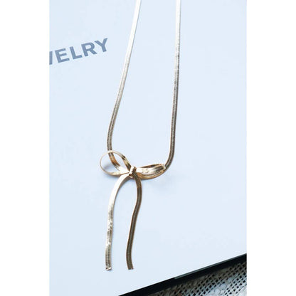 Gold or Silver Chain Bow Necklace