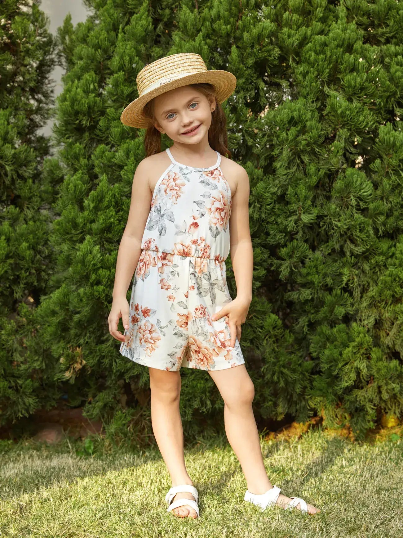 Girl Floral Halterneck Romper