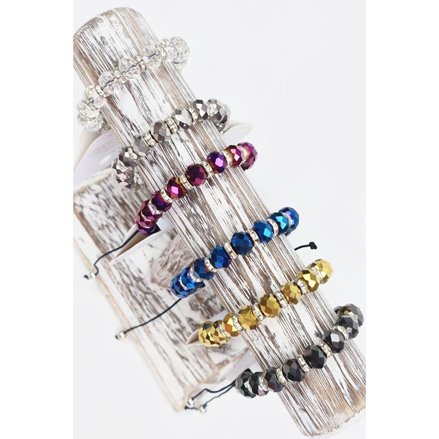 Metallic Bead Adjustable String Bracelet