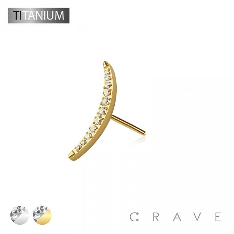 Titanium Threadless Push In CZ Bezel Arch Moon